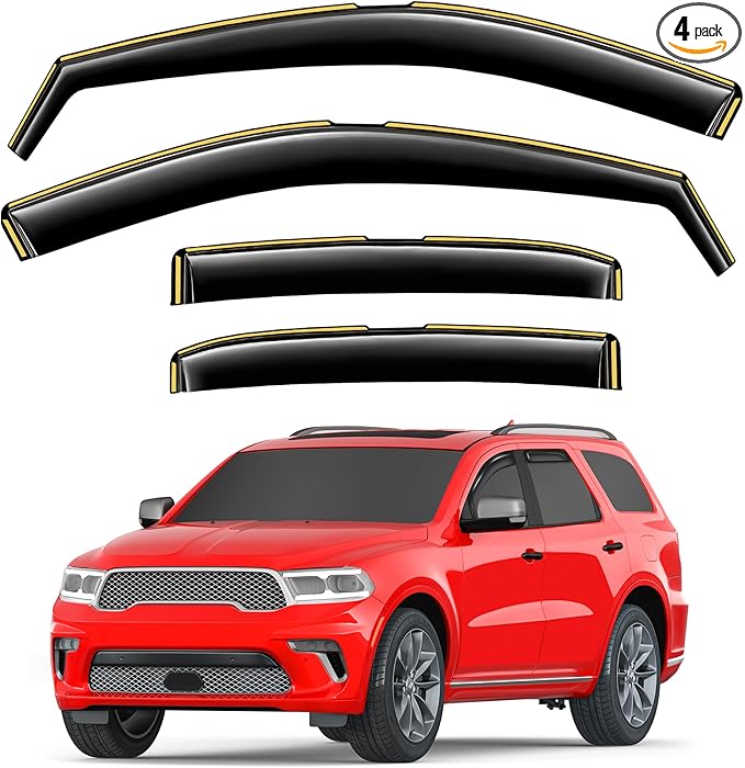 in-Channel Window Rain Guards Fit for Dodge Durango 2011-2026 Extra Durable Window Visors Window Deflectors Vent Visors Vent Shades Car Accessories-4 pcs 2-Q15