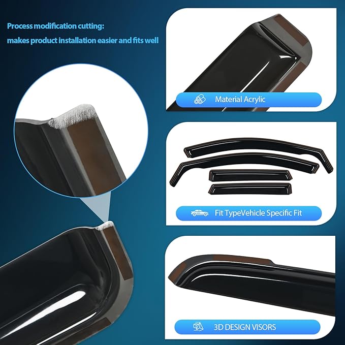 Nilight Vent Window Visors for Hyundai Santa Cruz 2022 2023 2024 2025, in-Channel Rain Guards, Original Window Deflectors-4PCS