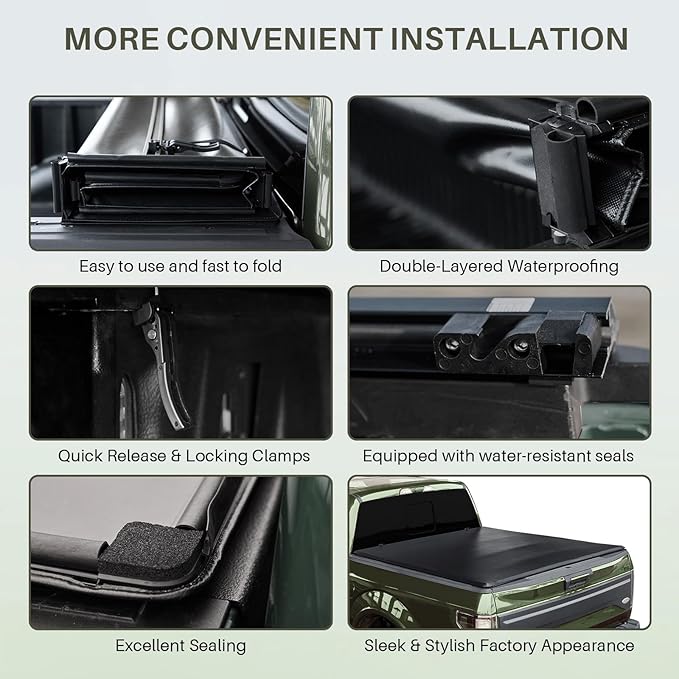 Perfit Liner 6.8 FT (82") Bed Soft Quad-Fold Tonneau Cover for 1999-2024 Ford F-250 F-350 F-450 Super Duty Styleside/Fleetside Truck Cargo Topper, Softtop, 4-Folding (NOT for Flareside/Stepside)