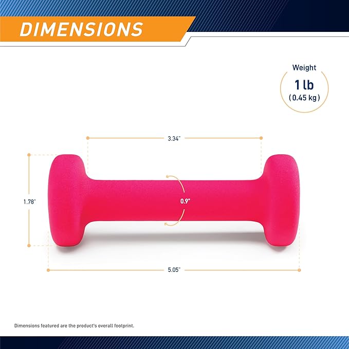 Marcy Colored Neoprene Dumbbell (Sold in Singles or Set) Hand Weights, Exercise Free Weights for Home Gym