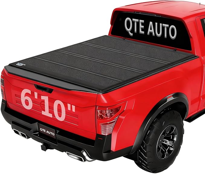 PM Auto Hard Quad-Fold Aluminum Tonneau Cover Compatible with 2017-2022 Ford F-350 Super Duty, All Weather Protection Truck Bed Cover Fits 6'10" (82") Bed