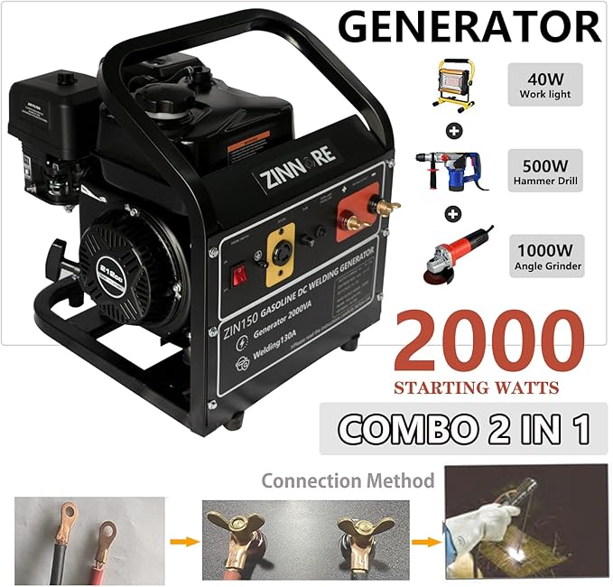 Portable 2000 Watt Engine Driven Welder 130 Amp Stick Welder