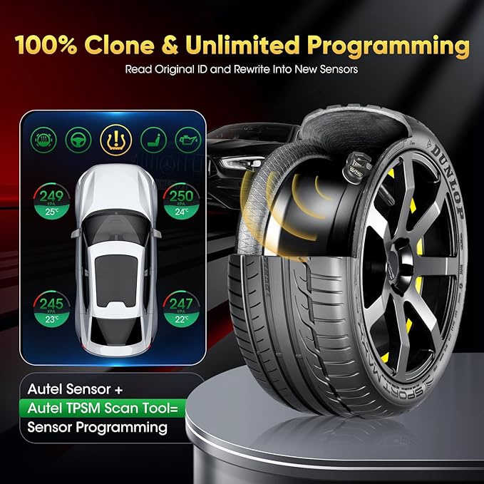 Autel TPMS Sensor Set of 20, 2in 1 MX-Sensor 315MHz + 433MHz Press-in, Universal Programmable for OEM Sensor Replacement, OE-Level 100% Cloneable by Autel TPMS Tool TS508 TS508WF (20PCS Rubber Stem)