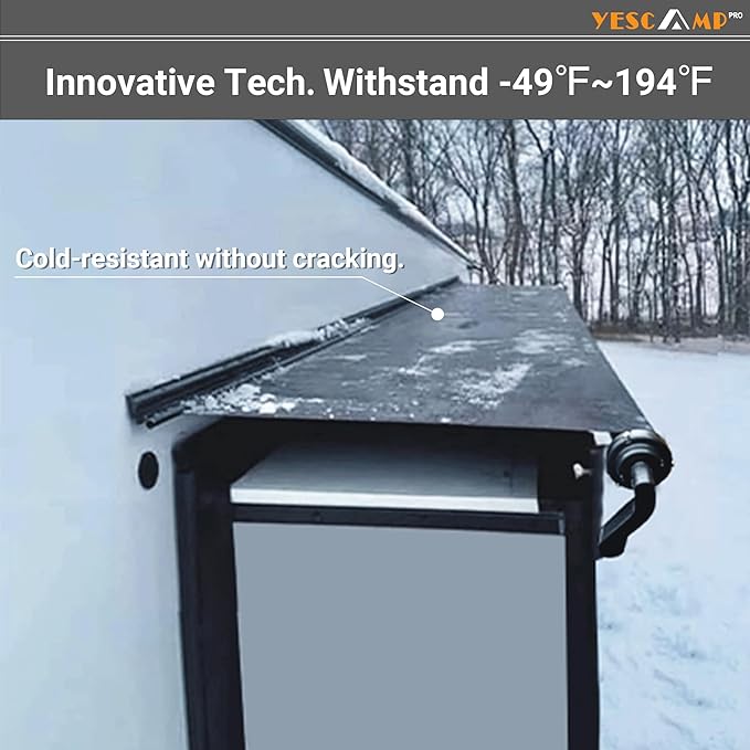 YESCAMP RV Slide Topper Awning Slide Out Awning Kit Cover Assembly,Modular Slideout Awning Protection for RV,5th Wheels,Travel Trailers and Motorhomes,Black,7'(6'7''Fabric)