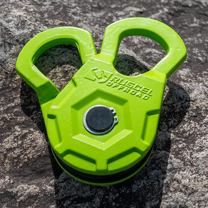 RUGCEL WINCH Snatch Block 12T, Heavy Duty Recovery Winch Pulley Compatible with Synthetic Rope & Steel Cable,E-Coated Green Finish, for Truck, Tractor, ATV & UTV (12T-Green)