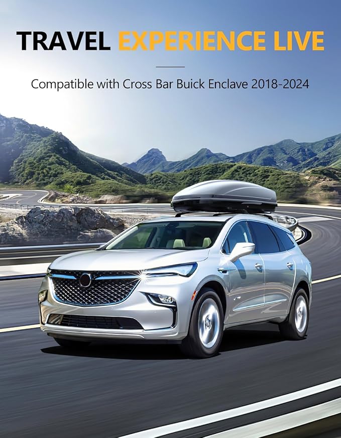 Tuyoung All Aluminum Roof Rack Cross Bars Compatible with Buick Enclave 2018-2025 (with Flush Side Rails), 260lbs Lockable Heavy Duty Roof Rails Crossbars Cargo Carrier Luggage Kayak Accessories