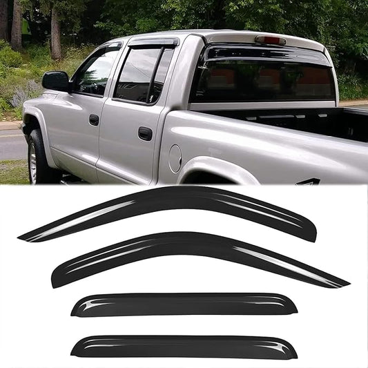 4pcs Original Shatterproof Rainproof Side Window Wind Deflectors for Dodge 98-03 Durango,Outside Mount Rain Guard Sets,Window Visor for Cars,Vent Deflector for 00-04 Dakota Crew(Quad) 94119