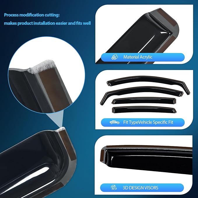 Nilight in-Channel Window Visors for Chevrolet (Chevy) Malibu 2016 2017 2018 2019 2020 2021 2022 2023 2024, Window Rain Guards, Original Window Deflectors-4PCS