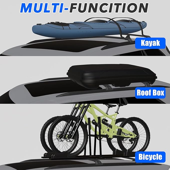 2PCS Roof Rack Cross Bars Fit for Toyota Sequoia 2023 2024 2025 2026 Roof Luggage Carrier Crossbars Aluminum (Black)