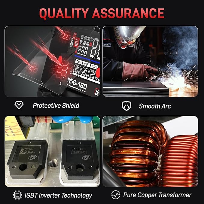 ANDELI MIG Welder, 160A 110V/220V Dual Voltage GAS MIG/FLUX MIG/LIFT TIG/STICK 4-In-1 Multiprocess MIG Welder, LED Digital Display Synergic Control,Gas Gasless MIG Welding Machine With welding rods