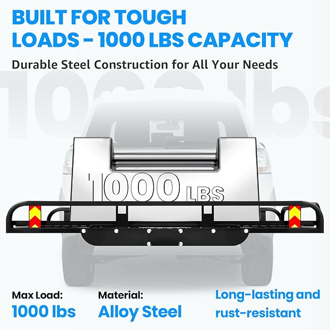 50"x28.5"x5.2" Folding Hitch Mount Cargo Carrier - 1000lbs Capacity Cargo Carrier Hitch Mount Heavy Duty Alloy Steel Material, Fits 2" Hitch Receiver for Mobility Scooter, SUV, Truck, Pickup