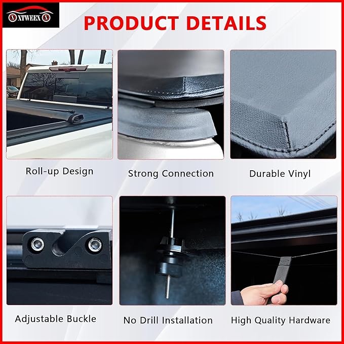 Soft Roll Up Truck Bed Tonneau Cover Compatible with 5.8 FT for 2019-2026 Chevy Silverado/GMC Sierra 1500 5.8 FT Bed