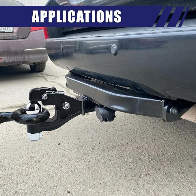 Jextra Pintle Hitch 15 ton with 2-5/16 Inch Hitch Ball Suitable for 2 Inch Pintle Hitch Receiver and Hitch Receiver Pin Lock Black Powder Coat 33000LB