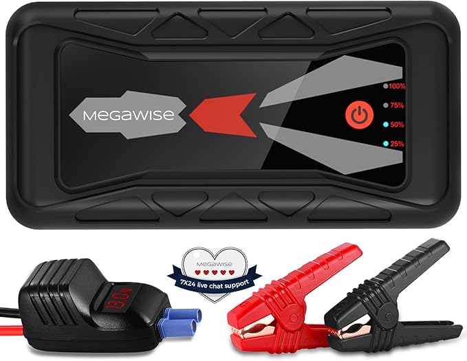 MEGAWISE 1500A Peak 16800mAh Car Battery Jump Starter Booster (up to 7L Gas or 5L Diesel Engines), 12V Portable Power with Dual USB Outputs & Flashlight 2023 Upgraded Extremely Safe
