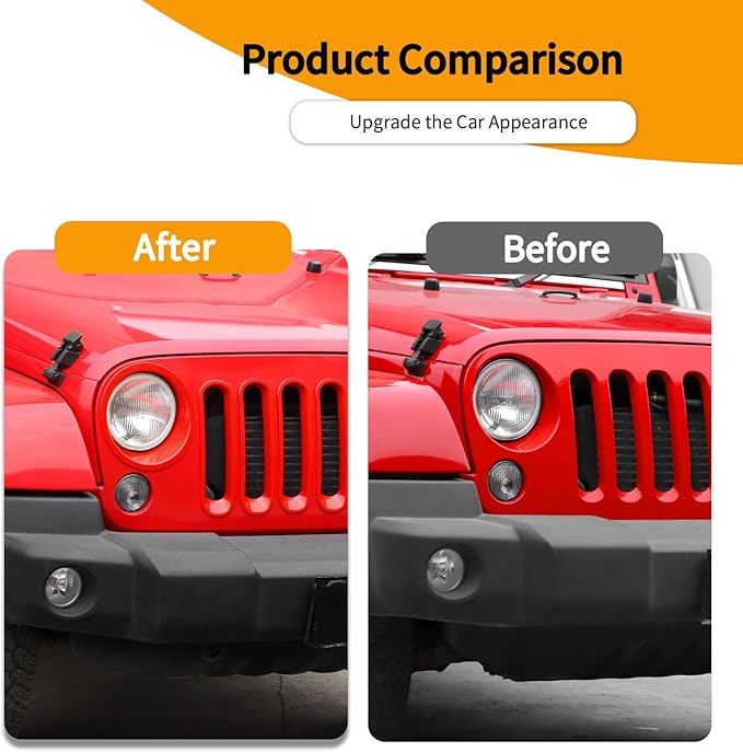 Hoolcar Front Grille Insert Cover & Headlight Bezel Cover Trim Fit for Jeep Wrangler JK JKU 2007-2017, Exterior Accessories, Red