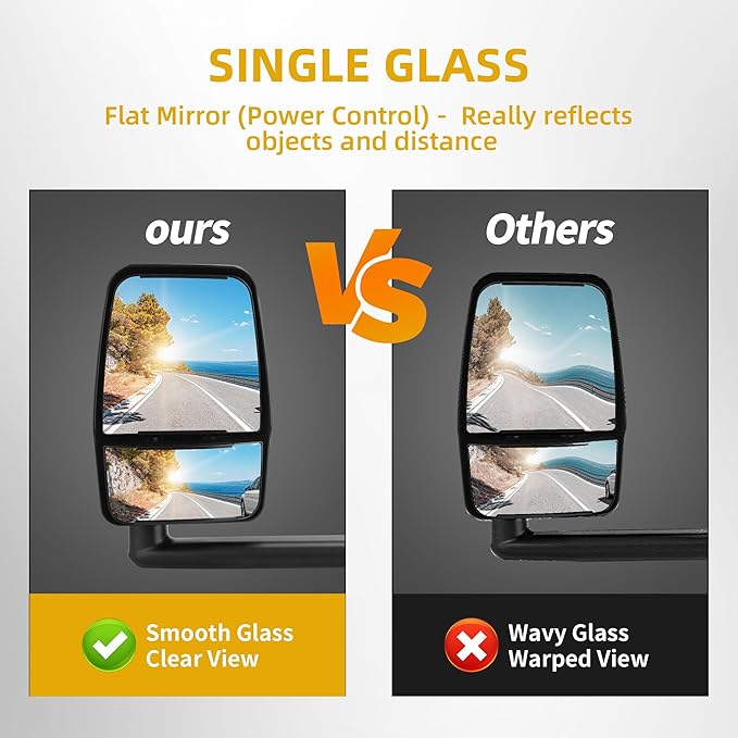 DWVO Left Driver Side Towing Mirror Compatible with 2003-2019 Chevy Express GMC Savana 1500/2500/3500, Manual Folding Manual Adjustment Tow Door Mirror Black