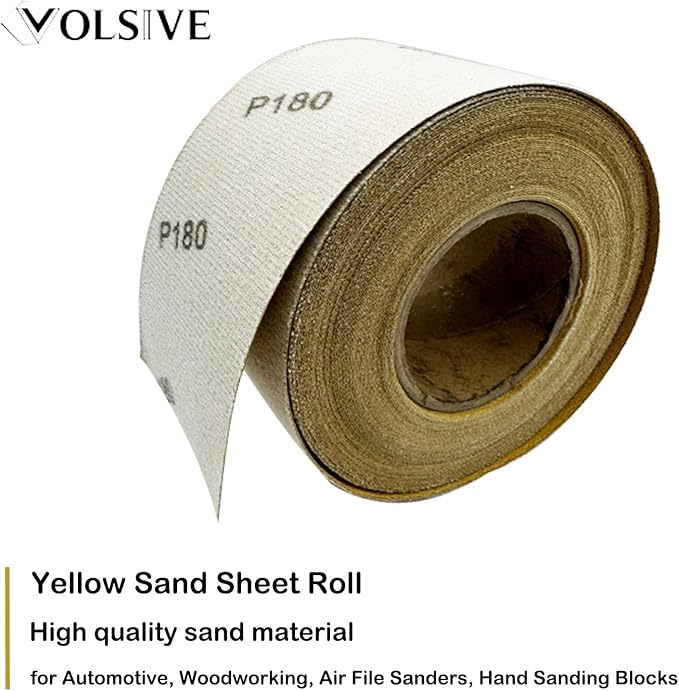 VOLSIVE Abrasive Sheet Roll Sand Paper Rolls Automotive Sandpaper Roll Clean Sand Sheet Roll for Woodworking, Auto Body, Air File Sander and Hand Sanding Blocks, 2.75 inch x 22 yard - 120 Grit