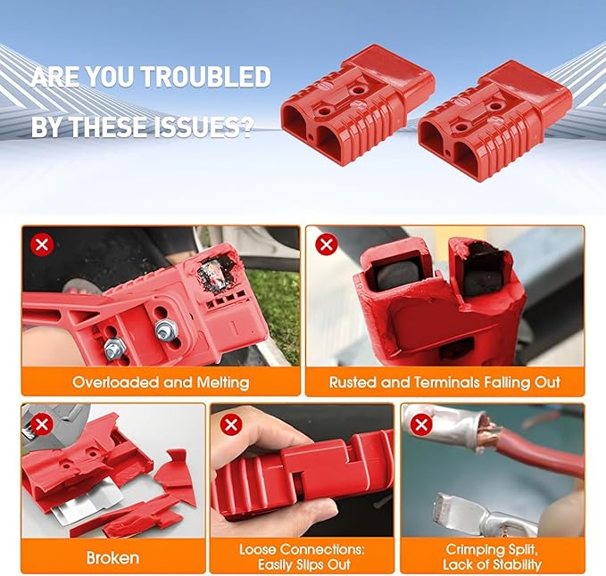 175A Connector Quick Connect Disconnect Genderless Battery Plug Connector 2 AWG for 4 Pack Red Suitable for Car Trailer Motor Winch Forklift