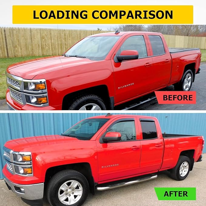 Rainproof Sunproof Window Wind Deflector,4pc Protective Replacements Rain Guards Set,Window Visor fit for 2014-2018 Chevrolet Silverado/GMC Sierra 1500/2500HD/3500HD with Extended Cab 94528