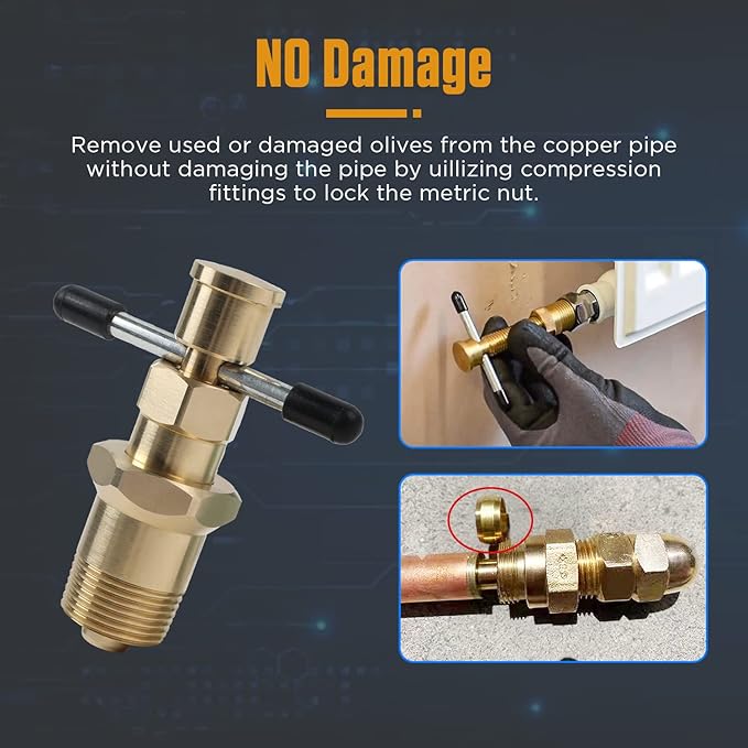 Pipe Olive Remover Puller Tool Easy Removal Without Damage, Olive Puller Ferrule Puller, Compression Sleeve Puller Suitable for Brass Olive Pipes with Diameters of 1/2in & 3/4in