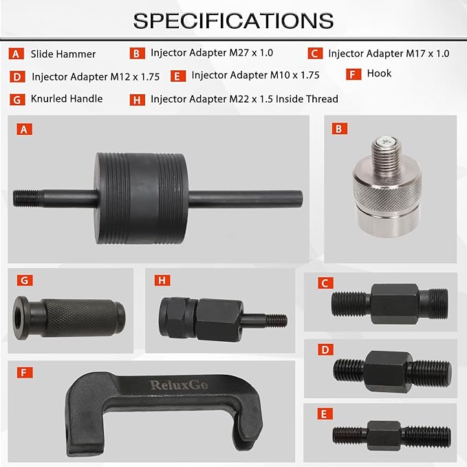 Engine Tools Diesel Injector Extractor Puller Kit Common Rail Tool Slide Hammer Puller Adaptors Fit for Mercedes Benz