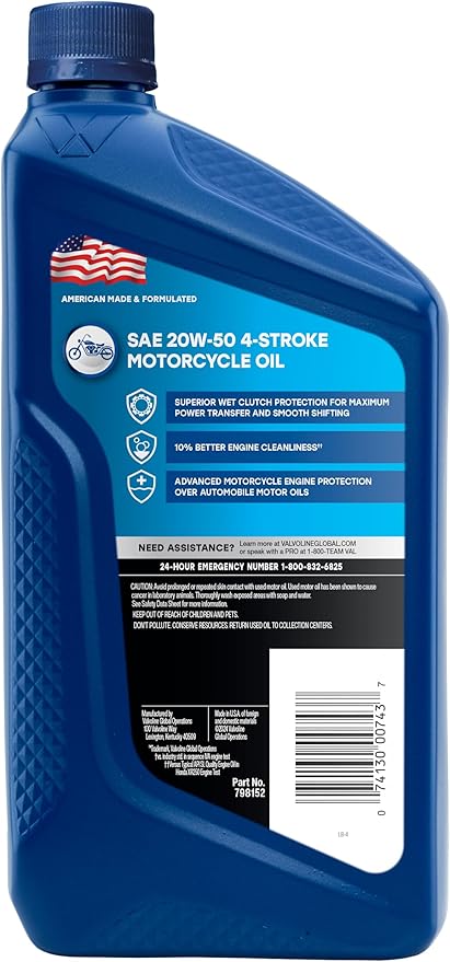 Valvoline 4-Stroke Motorcycle 20W-50 Motor Oil 1 Quart
