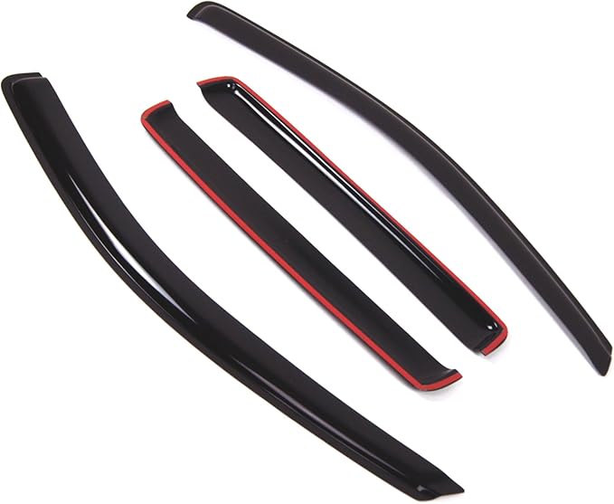 Tuningpros WD2-268 Dark Smoke 4 Pcs Set Window Visor (Outside Mount) Deflector Rain Guard Compatible with 2007-2010 Jeep Compass