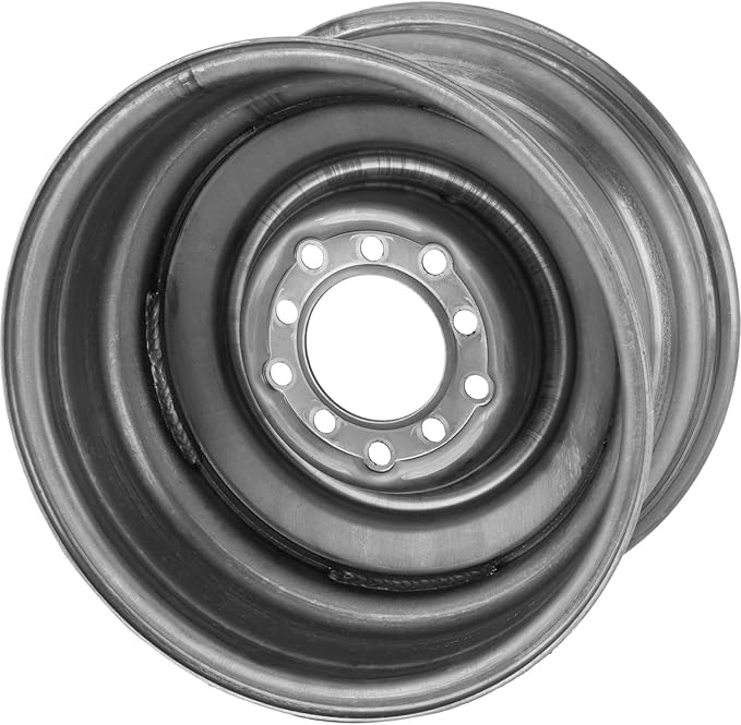 Speedway Motors Smoothie 15 x 8” Raw Steel Wheel, 5 x 5” and 5 x ½” Dual Bolt Circle Pattern, 3.75” Center Bore Diameter and Compatible with Tapered-Style Lugs