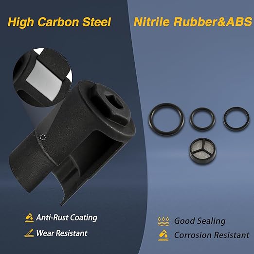 High Pressure Oil Pump Valve Air Test Fitting Tool Oil Rail Adapters Leak Test Kit and 6.0 IPR Valve Socket with Seal Kit Compatible with Ford 6.0L Powerstroke Diesel Engine Replace#: 3C3Z-9H529-A