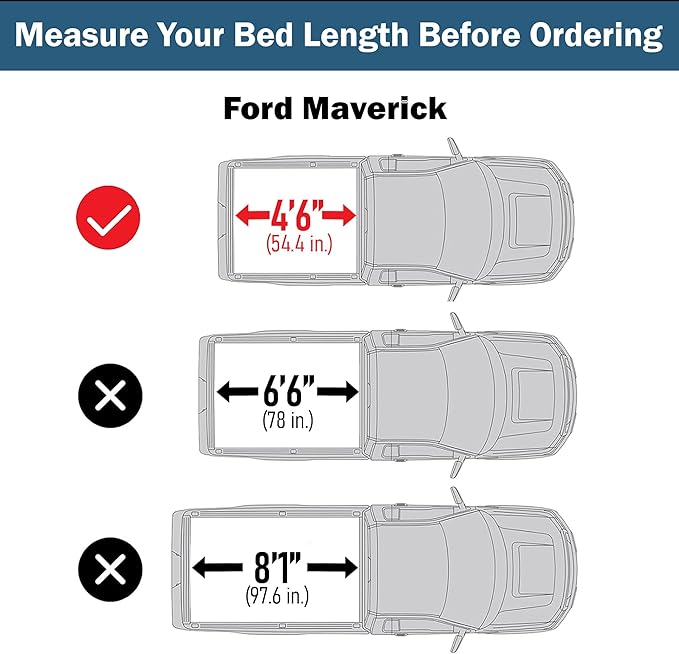 Low Profile Tri Fold Truck Bed Tonneau Cover Compatible with 2022-2026 Ford Maverick 4'6" (54.4") Bed | CFLPX037