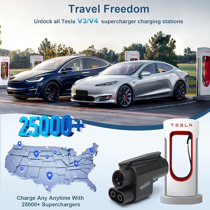 Electric Vehicle Charging Adapter Compatible with Tesla Supercharger, Fit for Rivian,Ford,GM EVs for Tesla Supercharger to CCS1 Charger Adapter, Max 500A 1000V Fast Charge