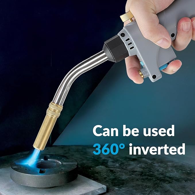 BLUEFIRE BTS-8090 Propane Torch Trigger Start Heavy Duty Gas Welding Head Adjustable Swirl Flame Hand Blow Torch Hold Portable Fuel by MAPP/MAP Pro/Propane Bottle Tank (Torch with MAPP Cylinder)