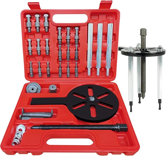 Bearing Puller, 21 in1 Bearing Puller Set, 3 Jaw Internal Bearing Removal Tool with Storage Box, for Repair Motorbikes, Cars and More Mechanical Equipment, Red