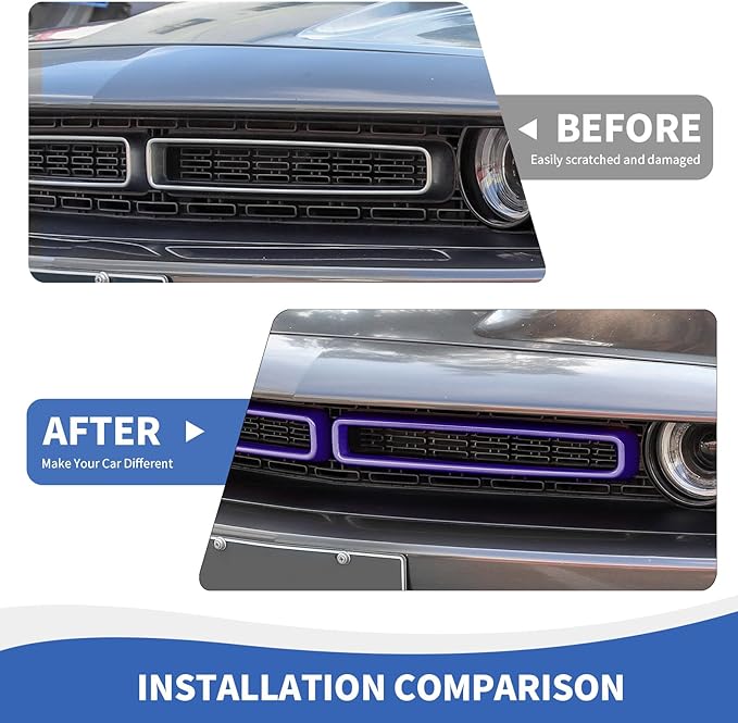 Front Grille Inserts Grill Guard Compatible with 2015-2024 Dodge Challenger Exterior Accessories, Purple