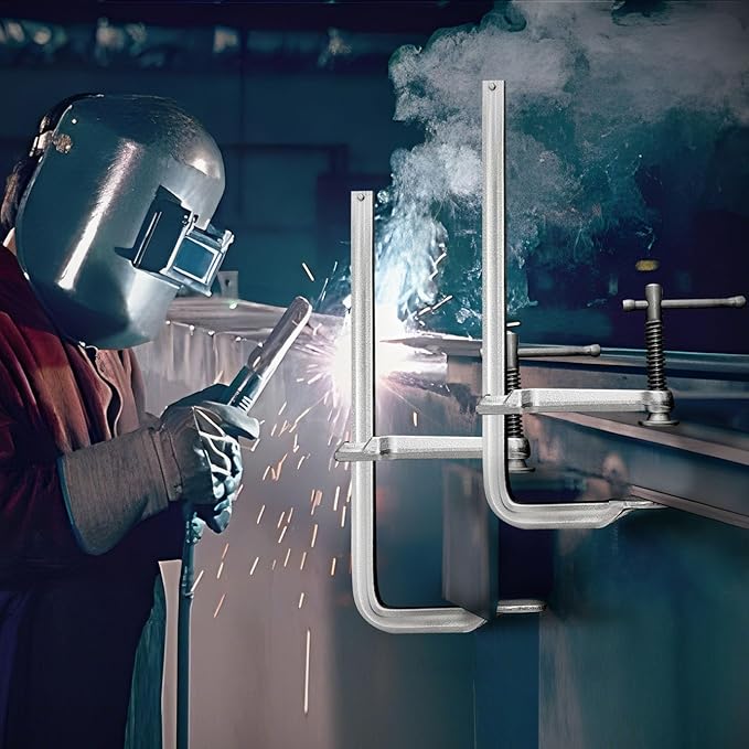 4-Pack 12-Inch Heavy-Duty F-Clamps for Welding, Woodworking & Metalworking – 1320 lbs Load Capacity, 4-3/4 Inch Throat Depth, All-Steel Construction (4-Pack - 12 Inch - 4-3/4 Inch)