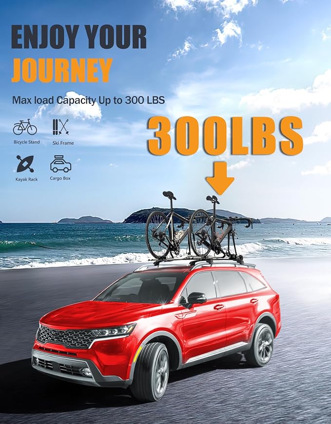 KINGGERI 220lbs Lockable Roof Rack Cross Bars Compatible with Kia Sorento X-Line & X-Pro 2021-2026 with Raised Side Rails, Heavy Duty Aluminum Roof Rails Crossbars Luggage Accessories