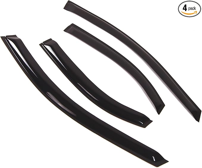TuningPros Outside Mount Window Vent Visors Rain Guards Compatible with Hyundai Elantra 1996-2000 | Side Window Wind Deflectors Rain Shields | Smoke Tinted, 4 Pcs Set, DGWV-251