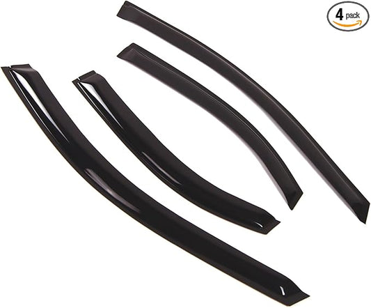 TuningPros Outside Mount Window Vent Visors Rain Guards Compatible with Hyundai Elantra 1996-2000 | Side Window Wind Deflectors Rain Shields | Smoke Tinted, 4 Pcs Set, DGWV-251