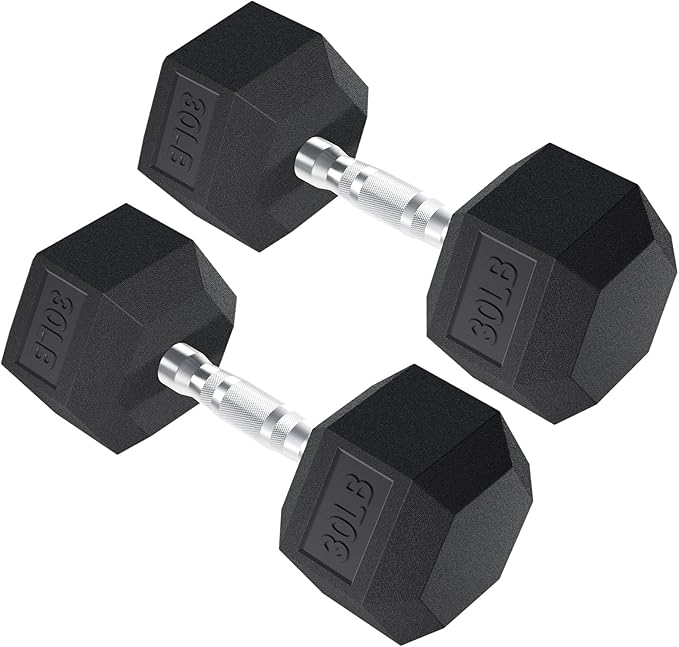 PAPABABE HEX Dumbbell Set 2.5-125lb, Rubber Encased Home Gym Dumbbells, Exercise & Fitness Weights Dumbbells for Women & Men, Hand Weight for Strength Training