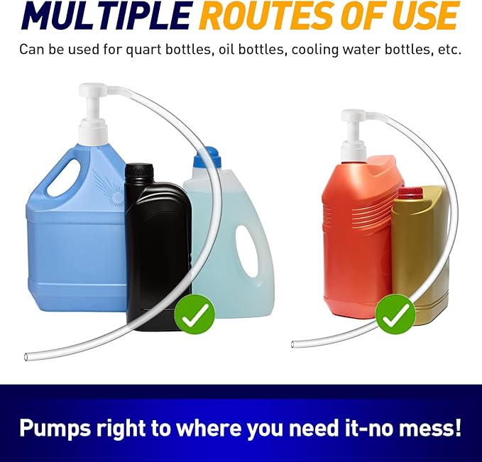 2PCS 5cc Hand Pump Transfers Gear Oil - Oil Pump for Standard Quart Bottles- Fluid Transfer Pump for Lower Unit Gear Oil - 5cc per Pump for Oil Change