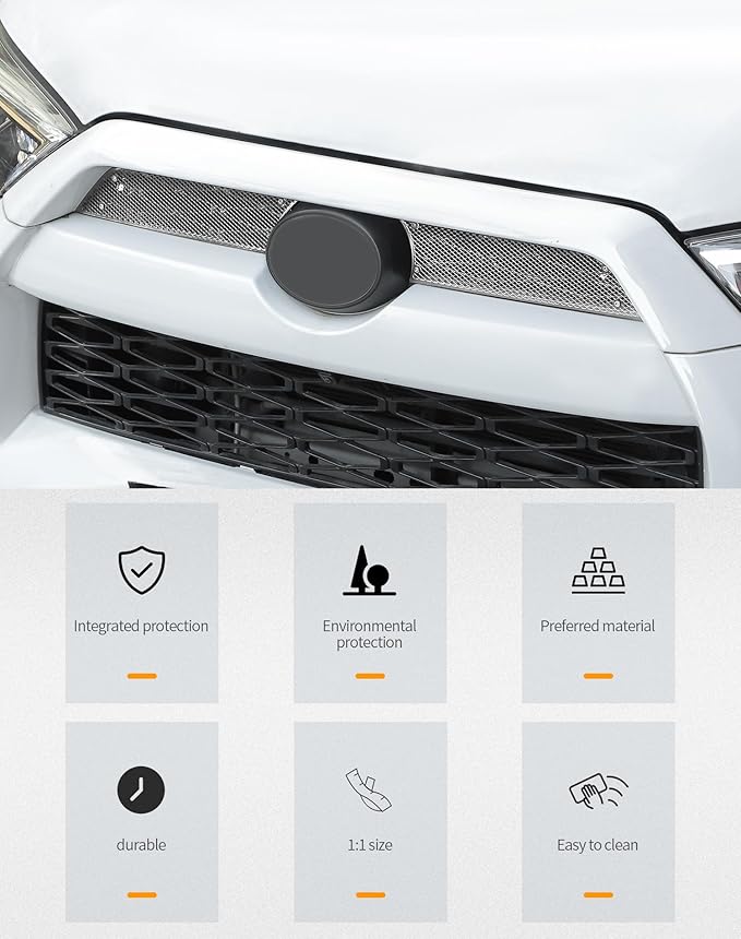 Hoolcar Front Grill Mesh Cover Center Grille Protector Insert Compatible with Toyota 4Runner 2010-2023, Exterior Accessories, Silver