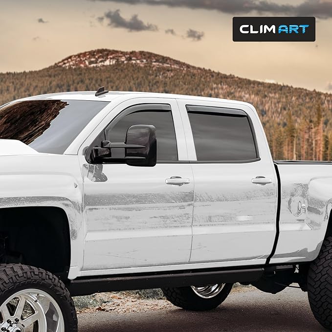 CLIM ART in-Channel Incredibly Durable Rain Guards for Chevrolet (Chevy) Silverado/GMC Sierra 2014-2018 Crew Cab, Truck Accessories, Vent Window Visors, Original Window Deflectors, 4pcs - 614224