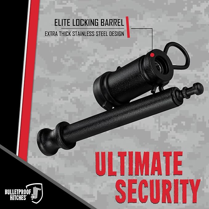 BulletProof Hitches - 5/8" Trailer Hitch Locking Pins - Universal Fit, Stainless Steel, Weather Resistant Rubber Cap - Black, 3 Pack