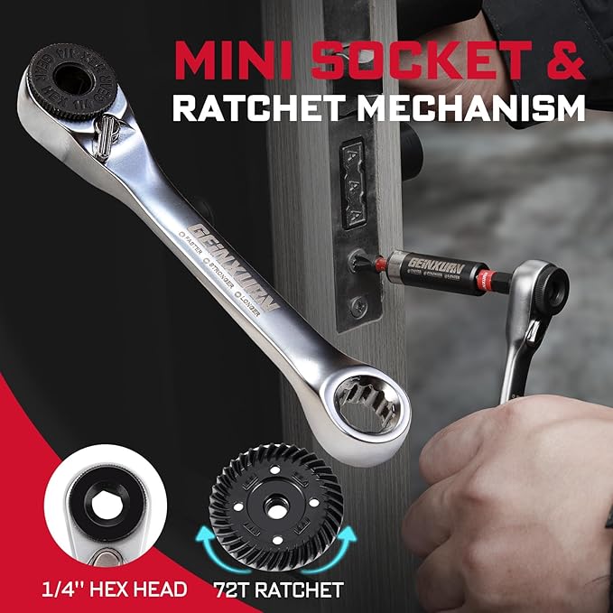 44Pcs Tools Set Packaged Impact Screwdriver Bits,Ratchet Wrench, Socket Driver, Sockets, Step Drill, 1/4”Socket Adapter and Impact Bit Holder with Tool Box Storage for Home Repairs, DIY