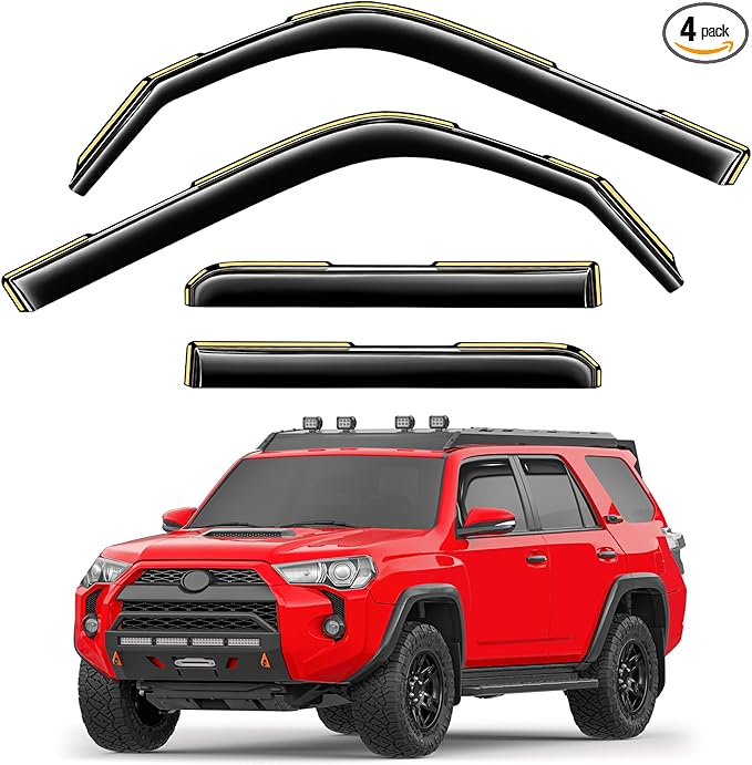 in-Channel Window Rain Guards Fit for Toyota 4Runner 2010-2024 Extra Durable Window Visors Window Deflectors Vent Visors Vent Shades Car Accessories-4 pcs 2-Q09