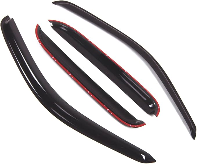 TuningPros Outside Mount Window Vent Visors Rain Guards Compatible with Toyota Tacoma Double Cab 2000-2004 | Side Window Wind Deflectors Rain Shields | Smoke Tinted, 4 Pcs Set, DGWV-450