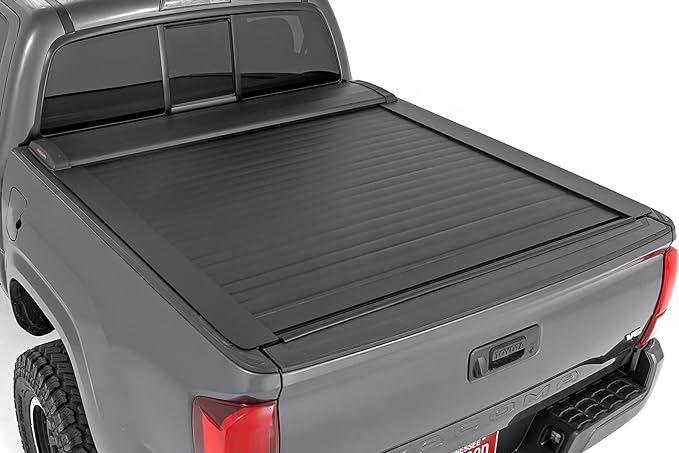 Rough Country Retractable Truck Bed Cover, Truck Tonneau Covers for Toyota Tacoma (2016-2023) - 5' Weather-Resistant Truck Bed Cover, Tacoma Retractable Bed Cover