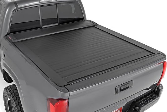 Rough Country Retractable Truck Bed Cover, Truck Tonneau Covers for Toyota Tacoma (2016-2023) - 5' Weather-Resistant Truck Bed Cover, Tacoma Retractable Bed Cover