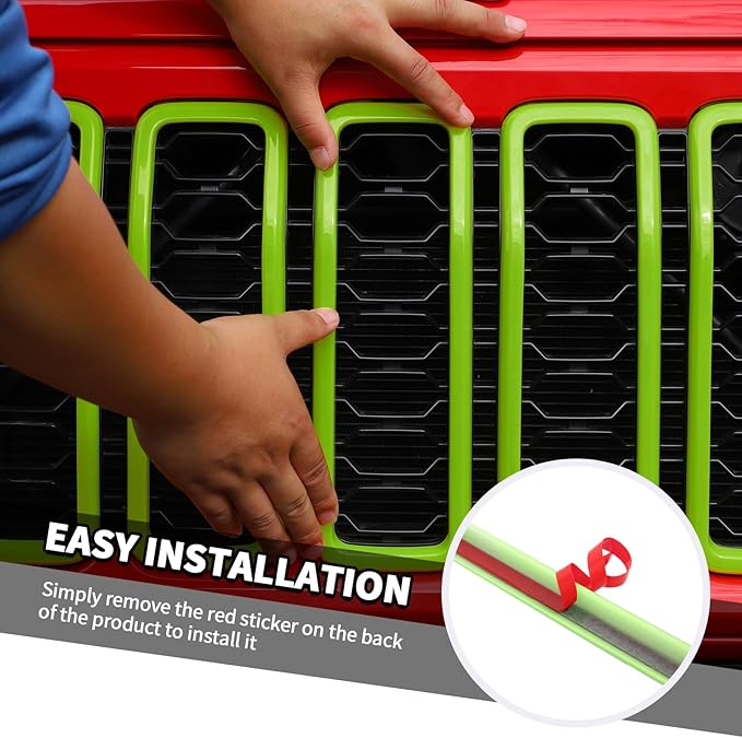 Jimen for 2024 Jeep Wrangler 4xe grill inserts, 9PCS Headlight Cover & Grille Insert Compatible with Jeep Wrangler JL JLU 2024+, NOT FIT JL Sport/Sport S (Green)