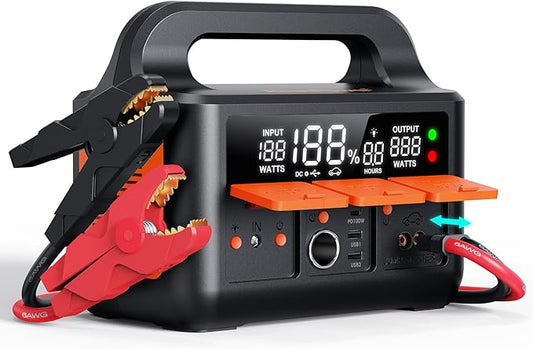 KeenPower 8000A LiFeMnPO4 Jump Starter for All 12V Cars, DC+PD 200W Two-Way Fast-Charging Portable Car Starter (PD Charger NOT Included), 30 Mins Full Charge, Powerful Jump Box w/Large Screen & Light